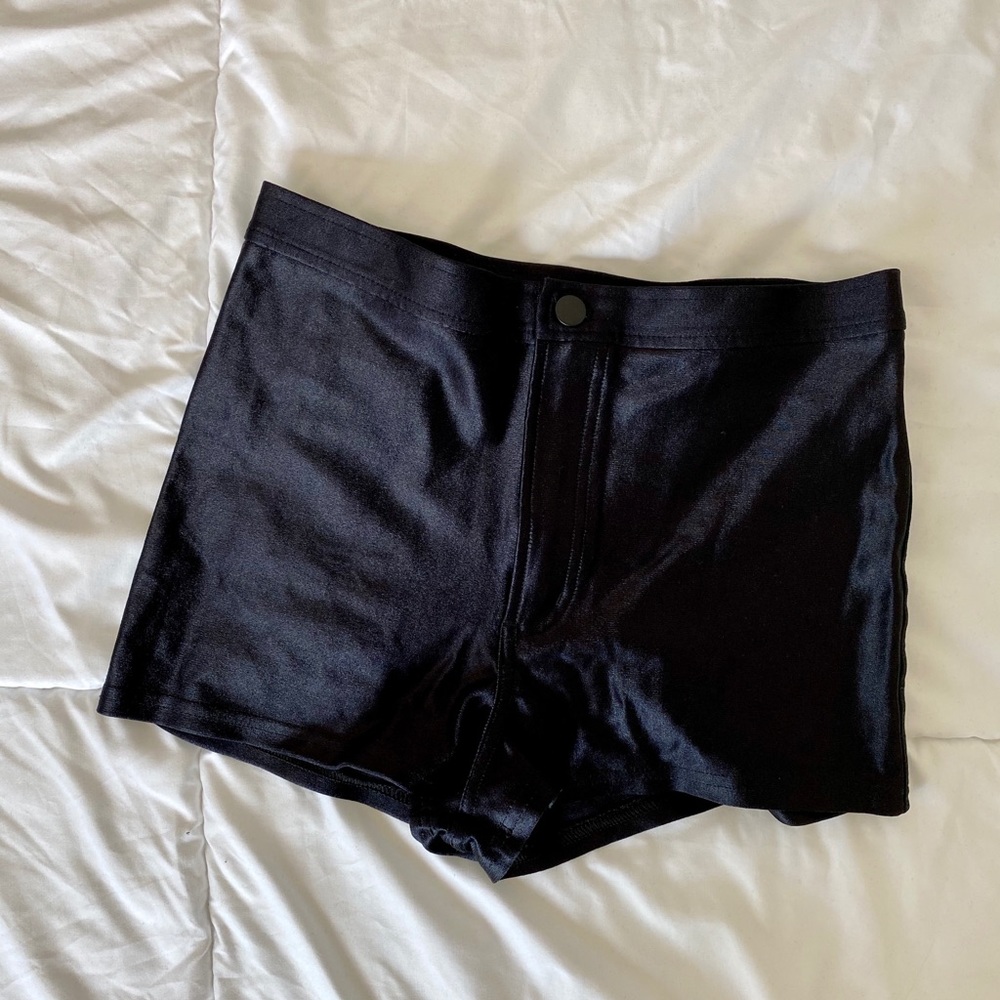 Black shiny hot shorts